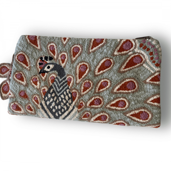 POCHETTE motif paon rose