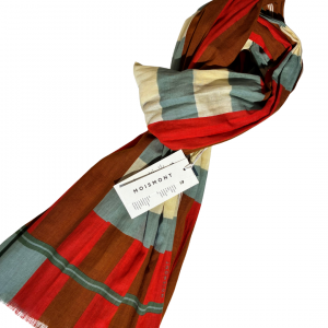 Foulard Moismont en coton léger aux motifs élégants, accessoire textile doux et respirant. Tissage fait main - Family Store