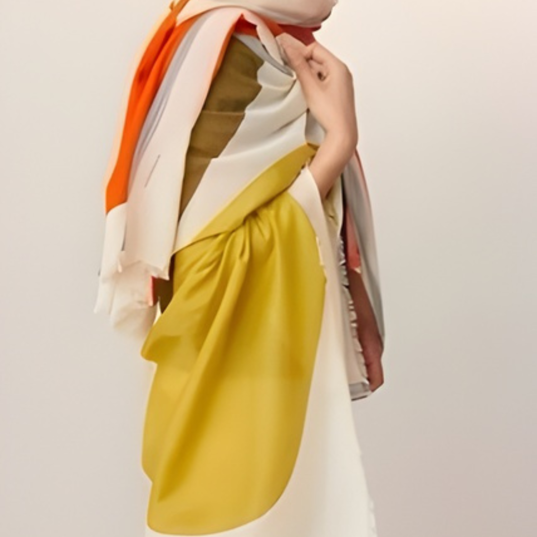 Foulard Moismont en coton léger aux motifs élégants, accessoire textile doux et respirant. Tissage fait main - Family Store